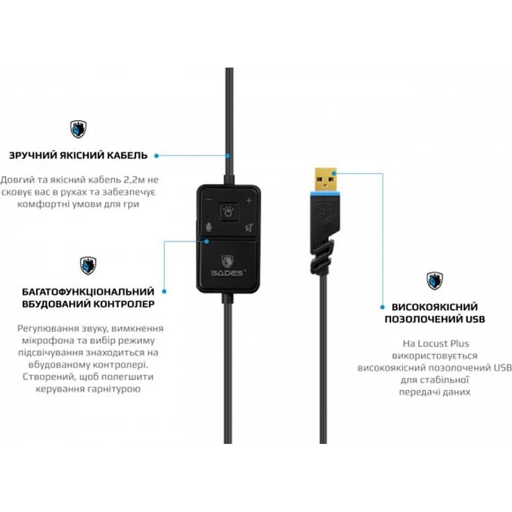 Покупка Гарнитура SADES SA-904 Lokust Plus Black RGB (sa904bku)