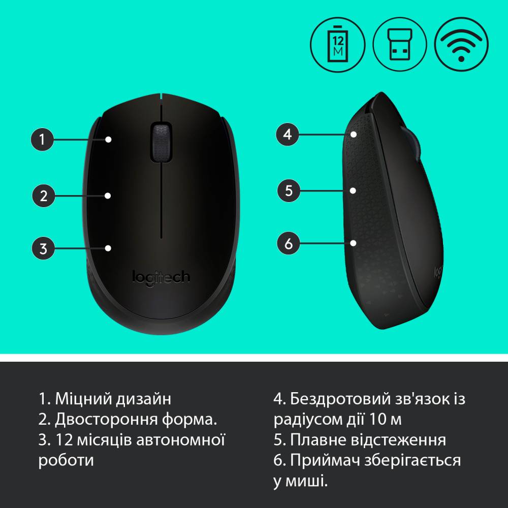 Фото Миша LOGITECH Wireless Mouse M171 black