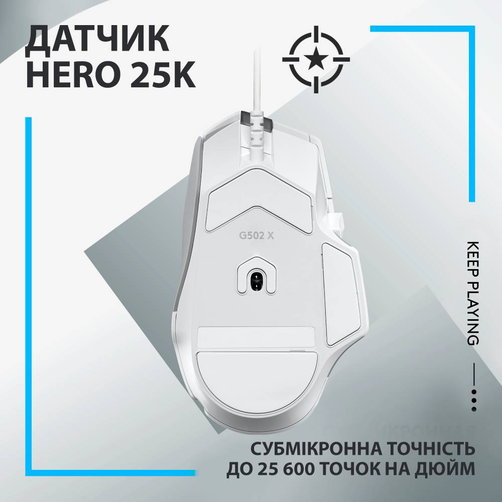 Мышь LOGITECH G502 X White (910-006146) Проводное подключение USB