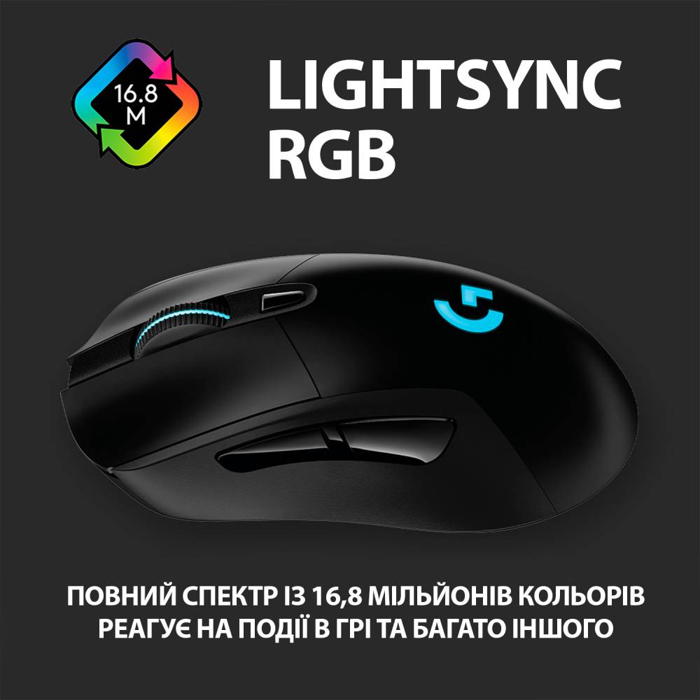 Мышь Logitech G703 Hero 16K Lightspeed Gaming Mouse Black (910-005640) Тип сенсора оптический