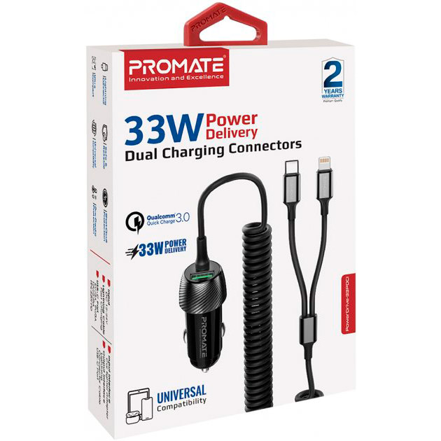 Фото Автомобільний зарядний пристрій PROMATE PowerDrive-33PDCi Black (powerdrive-33pdci.black)