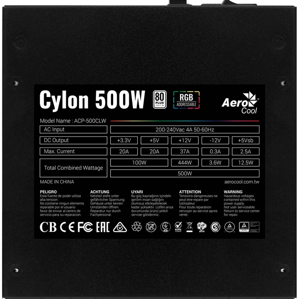 Фото Блок живлення AeroCool Cylon 500W (ACPW-CL50AEC.11)