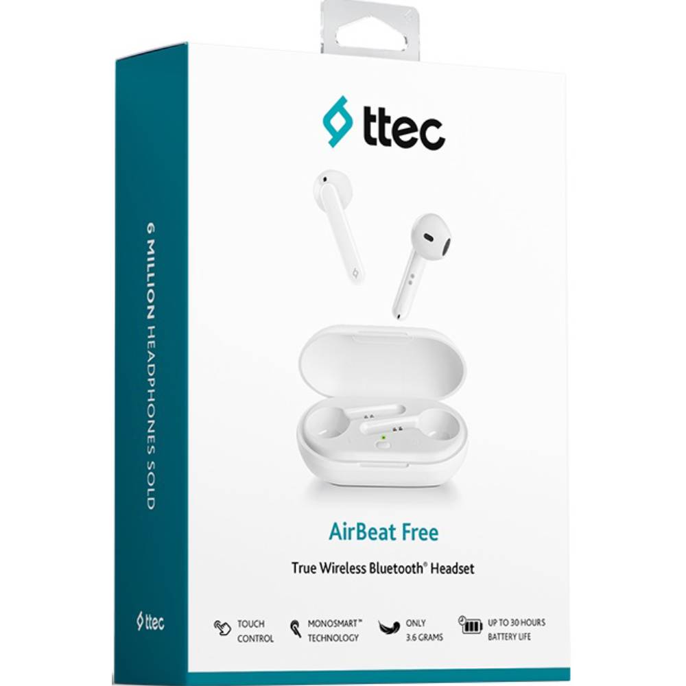 Внешний вид Гарнитура TTEC AirBeat Free TWS White (2KM133B)