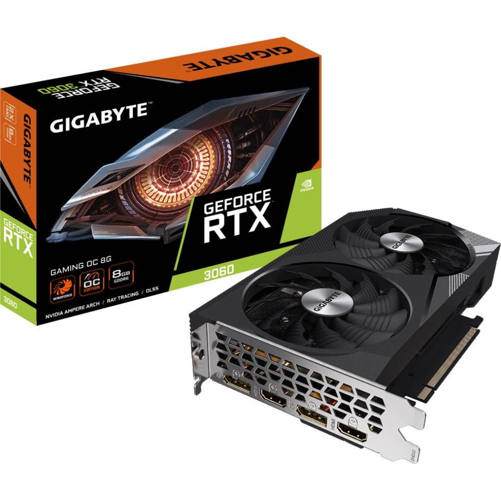 Фото Видеокарта GIGABYTE GeForce RTX 3060 8GB 128Bit 1807/15000MHz (GV-N3060GAMING OC-8GD)