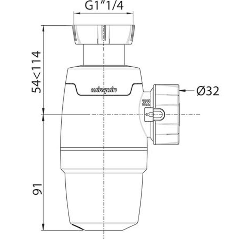 Фото Сифон WIRQUIN Neo 1 1/4" x Ø32 мм (9541428)
