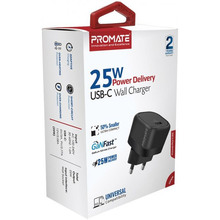 Сетевое зарядное устройство PROMATE PowerPort-25 Вт USB-C PD Black (powerport-25.black)