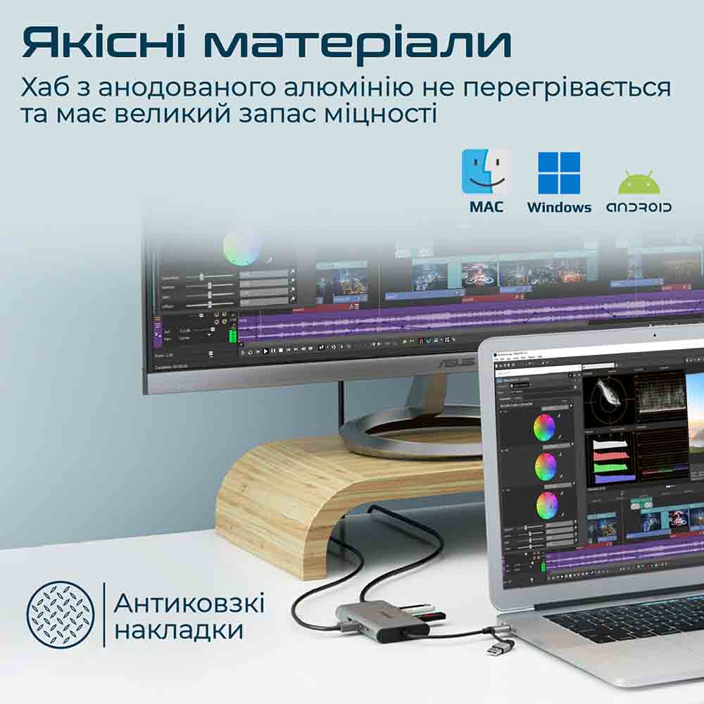 Внешний вид Док-станция Promate PrimeHub-MST 9 в 1 Grey (primehub-mst.grey)