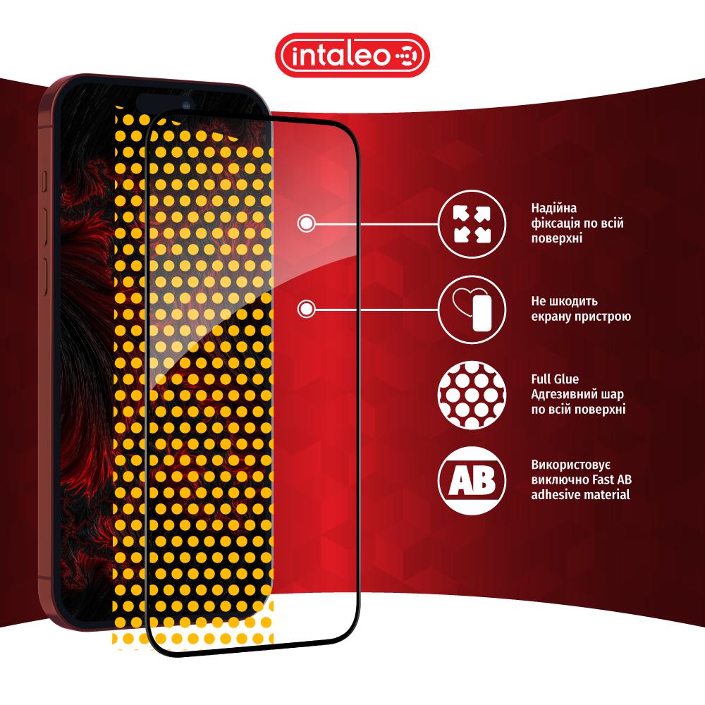 Зовнішній вигляд Захисне скло INTALEO Full Glue для Apple iPhone 15 Pro Max Чорний (1283126575457)