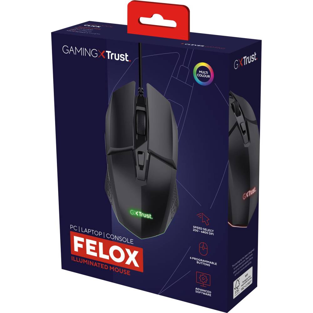 Фото Мышь TRUST GXT 110 Felox Wireless Gaming Mouse Black (25037)