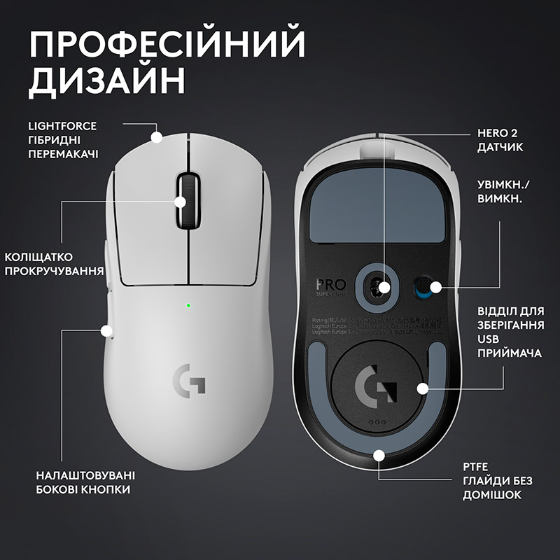 Фото Миша LOGITECH G Pro X Superlight 2 Lightspeed White (L910-006638)