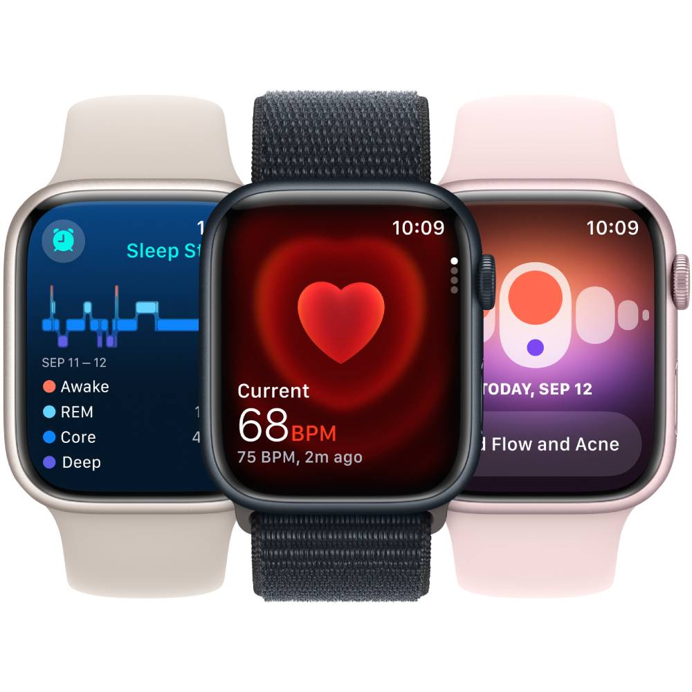 Внешний вид Смарт-часы APPLE Watch Series 9 GPS 45mm Silver Alum Storm Blue Sp/b - M/L (MR9E3QP/A)