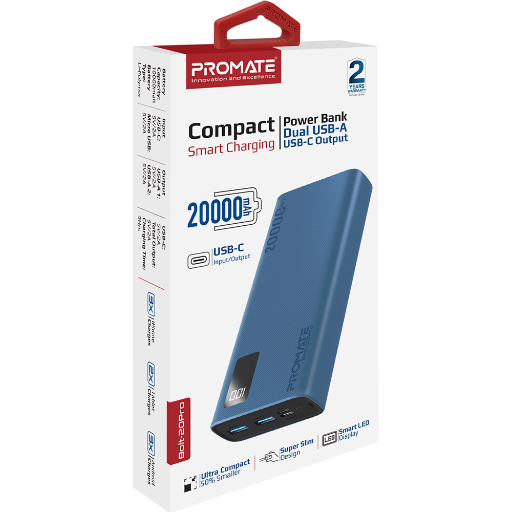 Покупка Powerbank Promate Bolt-20Pro 20000 mAh Blue (bolt-20pro.blue)