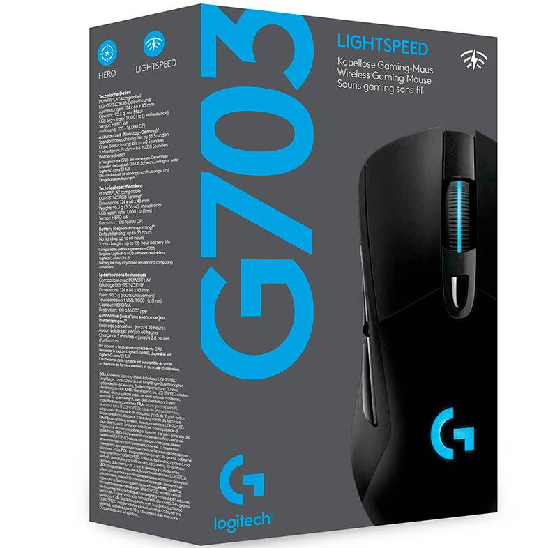 В интернет магазине Мышь Logitech G703 Hero 16K Lightspeed Gaming Mouse Black (910-005640)