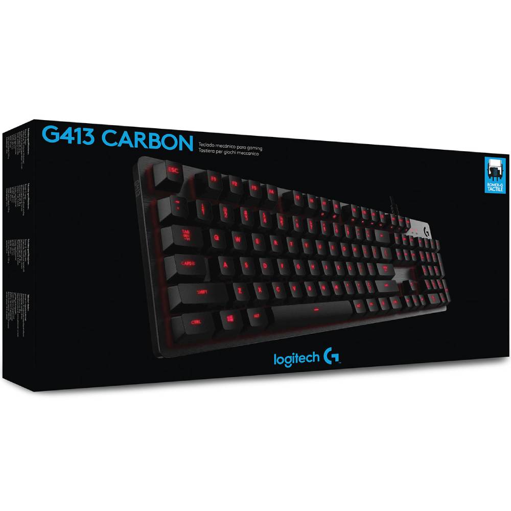 Зовнішній вигляд Клавіатура LOGITECH G413 Gaming US Carbon (920-008310)