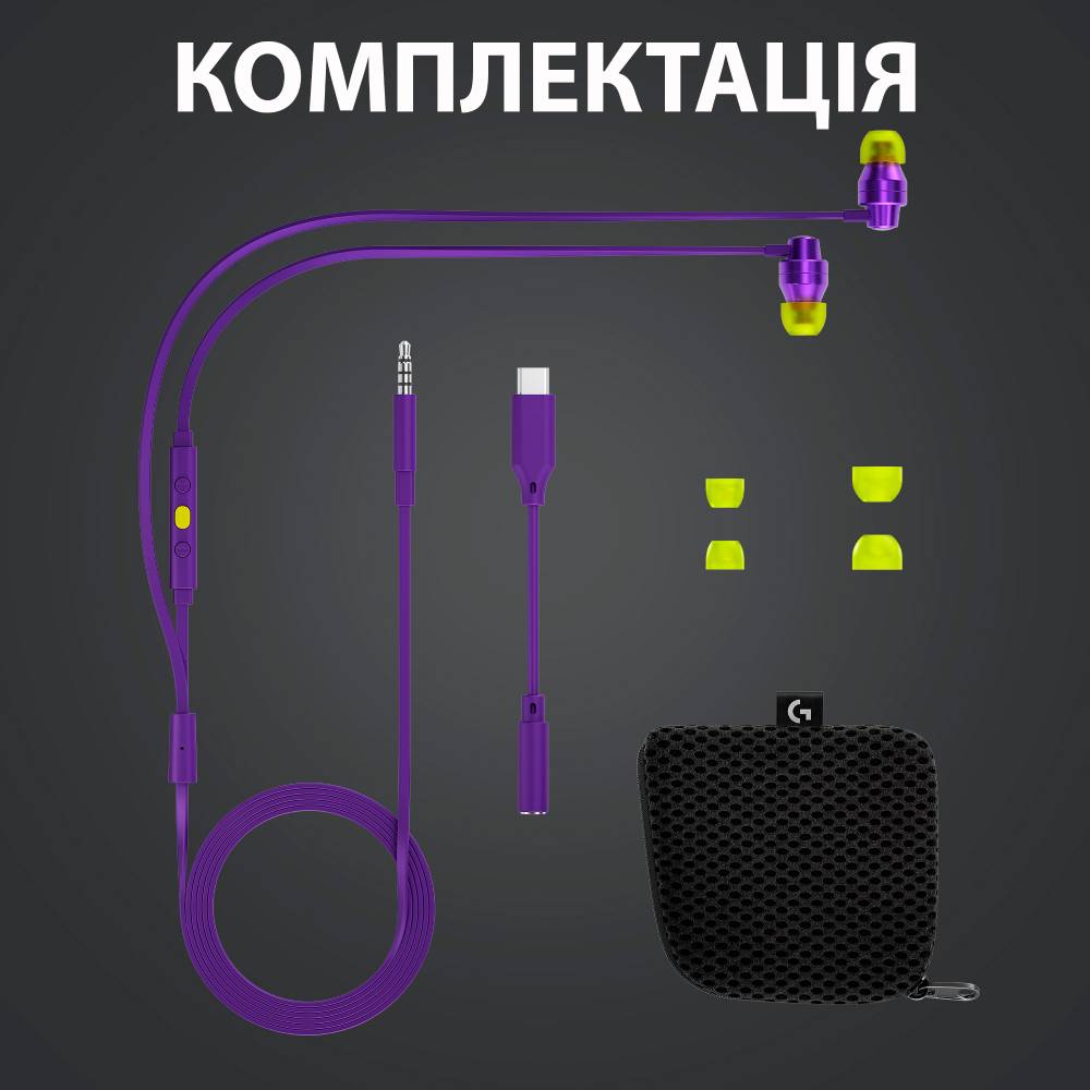 Зображення Гарнітура Logitech G333 Gaming Earphones Purple (981-000936)