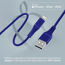 Кабель PROMATE USB - Lightning Blue (powerline-ai120.blue)