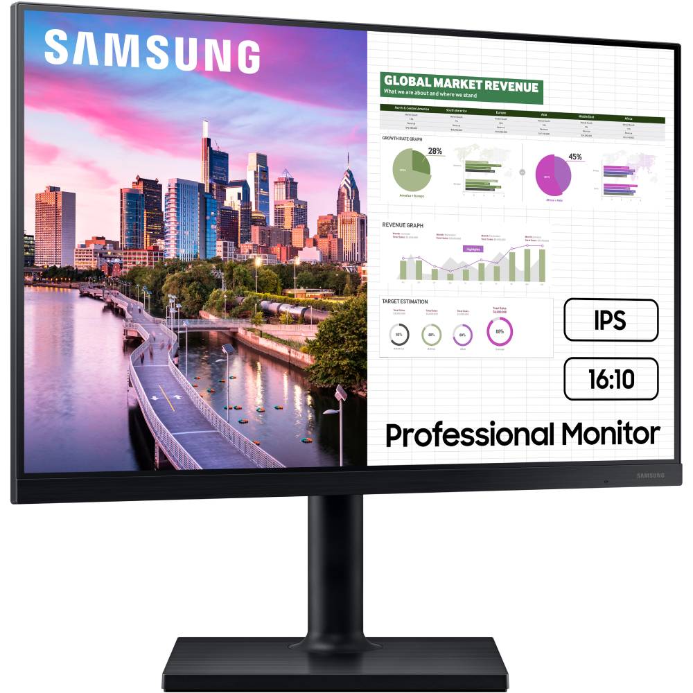 Зовнішній вигляд Монітор SAMSUNG 24" LF24T450GYIXCI IPS/FHD/DP/HDMI/DVI/USB*4/Pivot