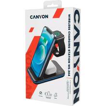 Бездротовий зарядний пристрій CANYON WS-304 3 в 1 QI Black (CNS-WCS304B)