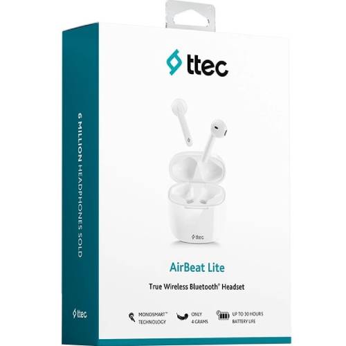 Зовнішній вигляд Гарнітура TTEC AirBeat Lite TWS White (2KM129B)