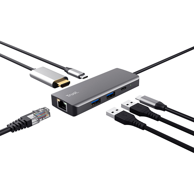 Заказать Док-станция TRUST Dalyx 6-in-1 USB-C Multi-port Dock Aluminium (24968)