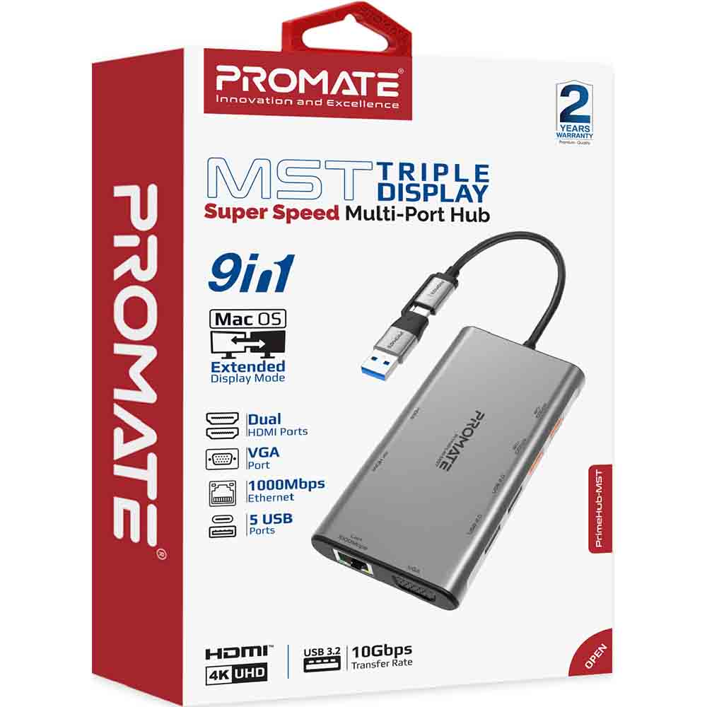 Заказать Док-станция Promate PrimeHub-MST 9 в 1 Grey (primehub-mst.grey)