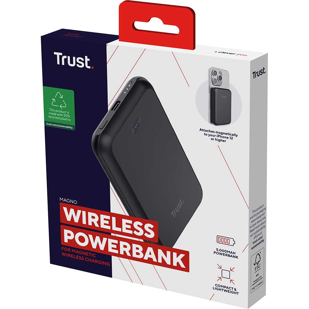 Замовити Powerbank TRUST Magnetic WL 5000 mAh Black (24877_TRUST)