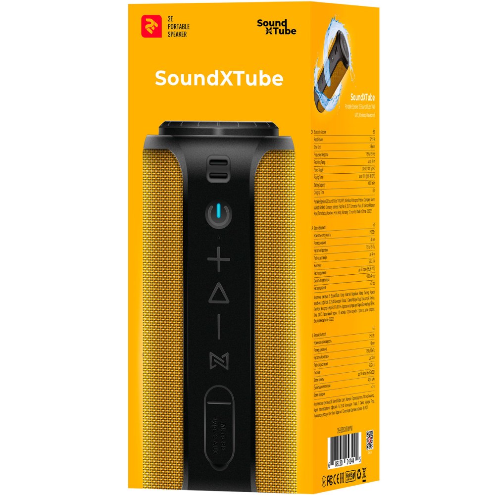 Замовити Портативна акустика 2E SoundXTube Yellow (2E-BSSXTWYW)