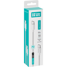 Кабель COLORWAY Type-C-Type-C100W 5 А TPE PD Fast Charging 1 м White (CW-CBPDCC058-WT)