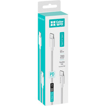 Кабель COLORWAY Type-C-Type-C 65 W 3 А TPE PD Fast Charging 2 м White (CW-CBPDCC056-WT)