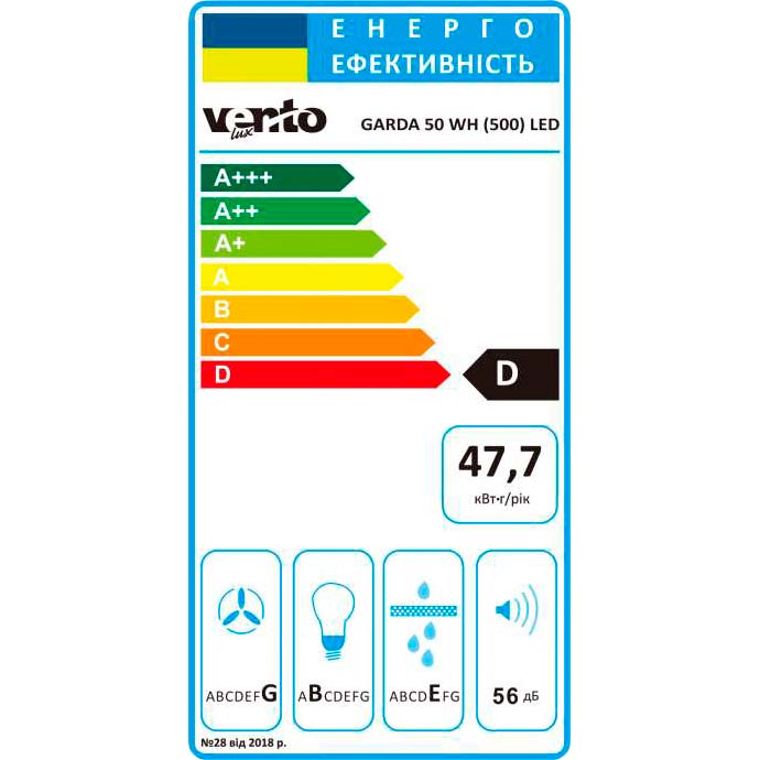 Замовити Витяжка VENTOLUX GARDA 50 WH (500) LED