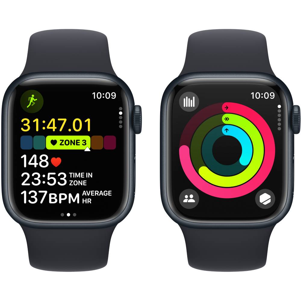 Смарт-часы APPLE Watch Series 9 GPS 41mm Midnight Alum Midnight Sp/b - M/L (MR8X3QP/A) Совместимость iOS (Apple)