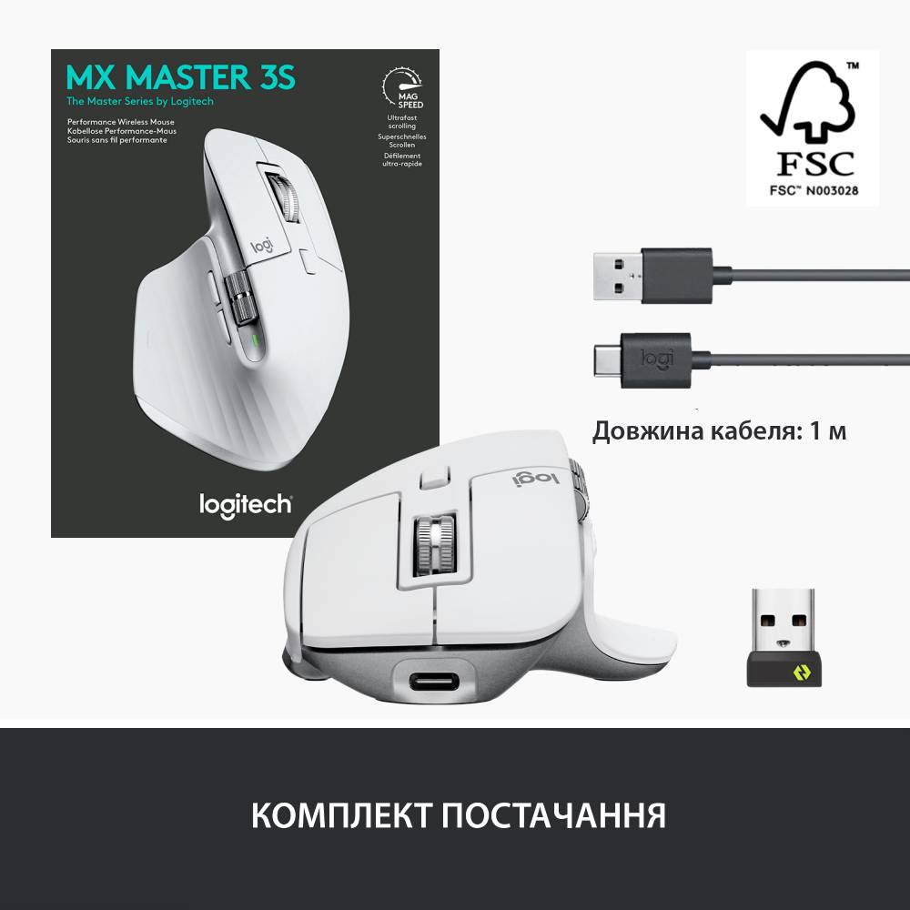 Покупка Мышь Logitech MX Master 3S Performance Wireless Mouse Bluetooth Pale Grey (910-006560)
