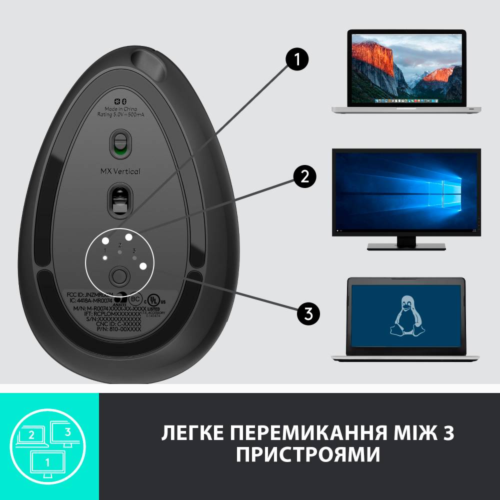 Покупка Миша LOGITECH MX Vertical Advanced Ergonomic Mouse (L910-005448)