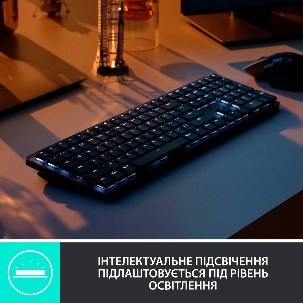 Клавиатура Logitech MX Mechanical Wireless Illuminated Performance Graphite (920-010757) Конструкция механическая