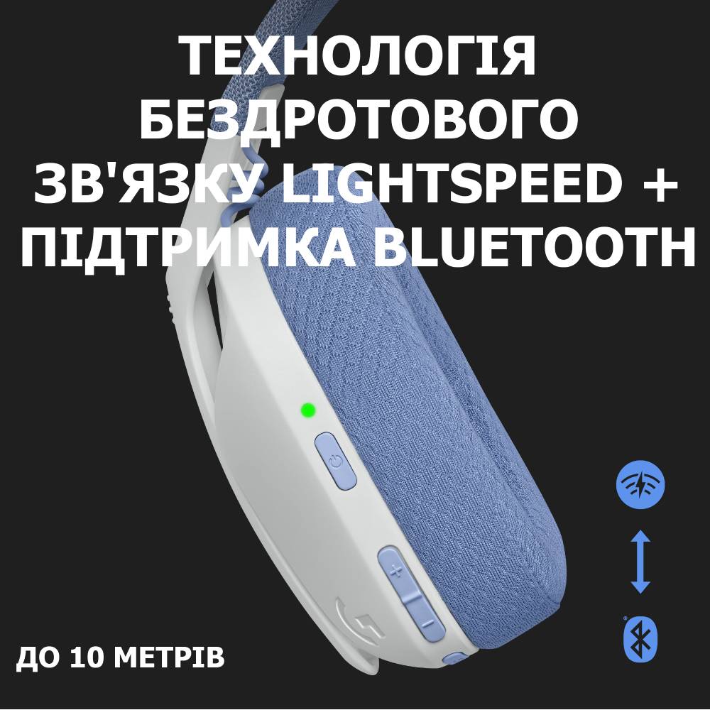 Гарнітура LOGITECH G435 LIGHTSPEED Wireless Gaming WHITE (981-001074) Конструкція повнорозмірні (повний обхват вуха)