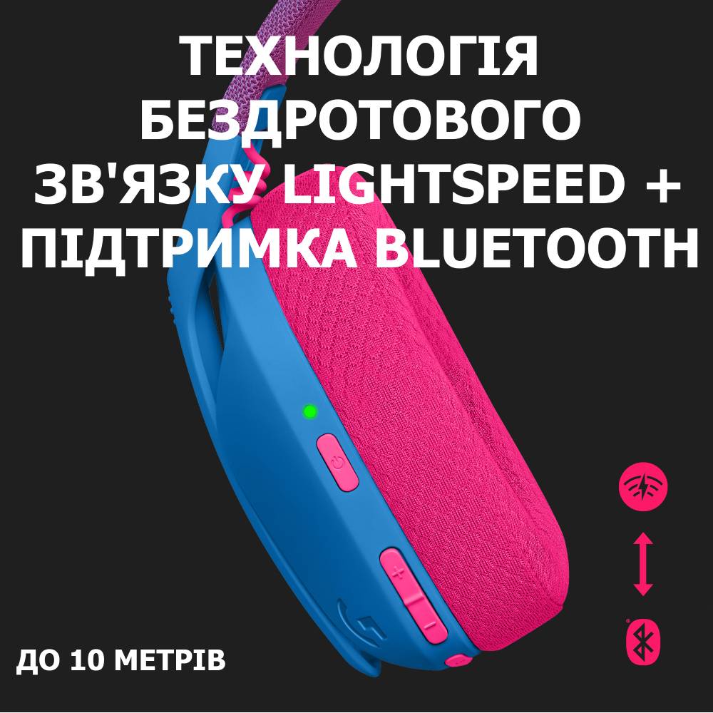 Гарнитура LOGITECH G435 LIGHTSPEED Wireless Gaming BLUE (981-001062) Крепление дуга (над головой)