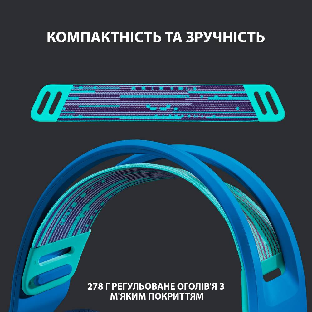 Гарнитура LOGITECH G733 LIGHTSPEED Wireless RGB BLUE (981-000943) Конструкция полноразмерные (полный обхват уха)