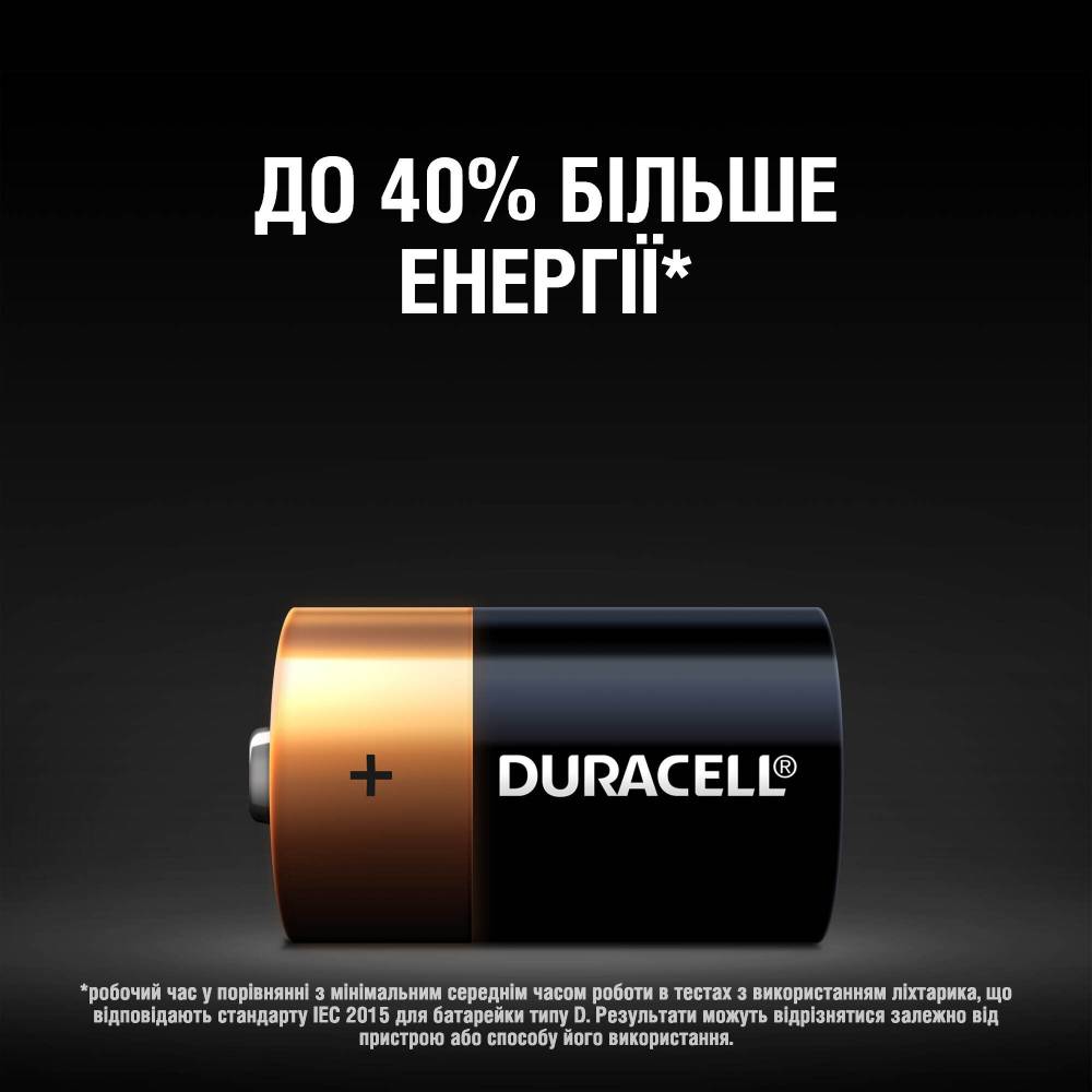 Щелочные батарейки Duracell D 2 шт (81545439) Электрохимическая система алкалиновая (L)