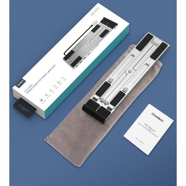 Изображение Подставка для ноутбука CHOETECH док станция USB-C 7-в-1 (HUB-M43-SL)