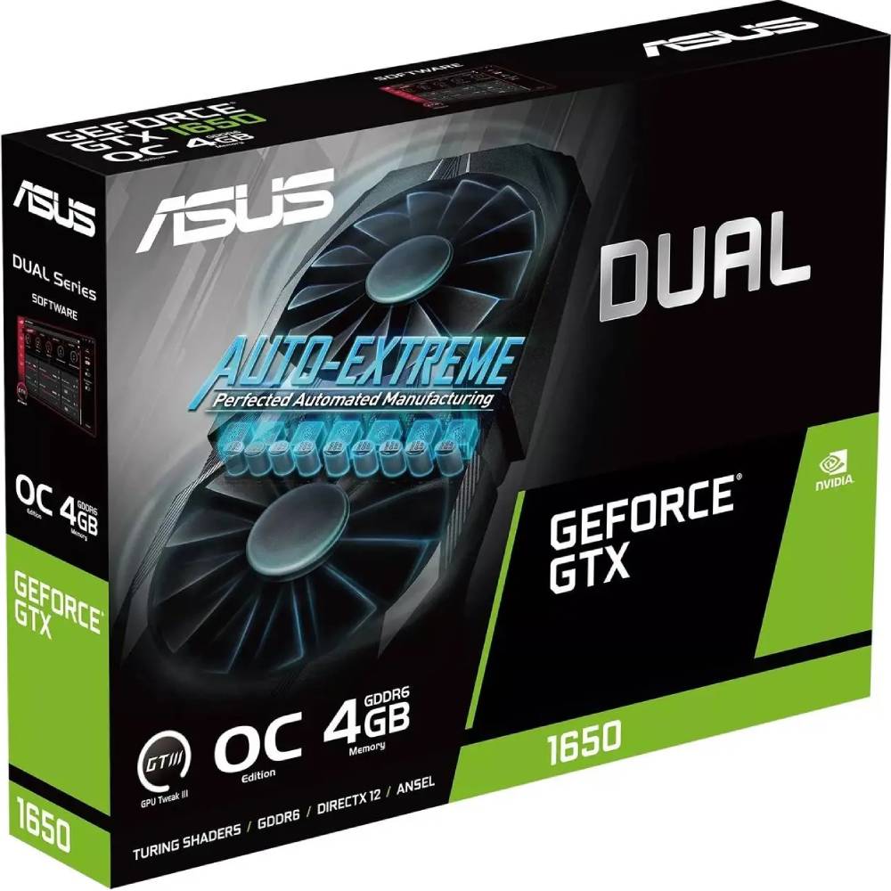 Фото Відеокарта ASUS GeForce GTX 1650 GDDR6 OC DUAL 4GB 128bit 1410/12000MHz (90YV0GX8-M0NA00)