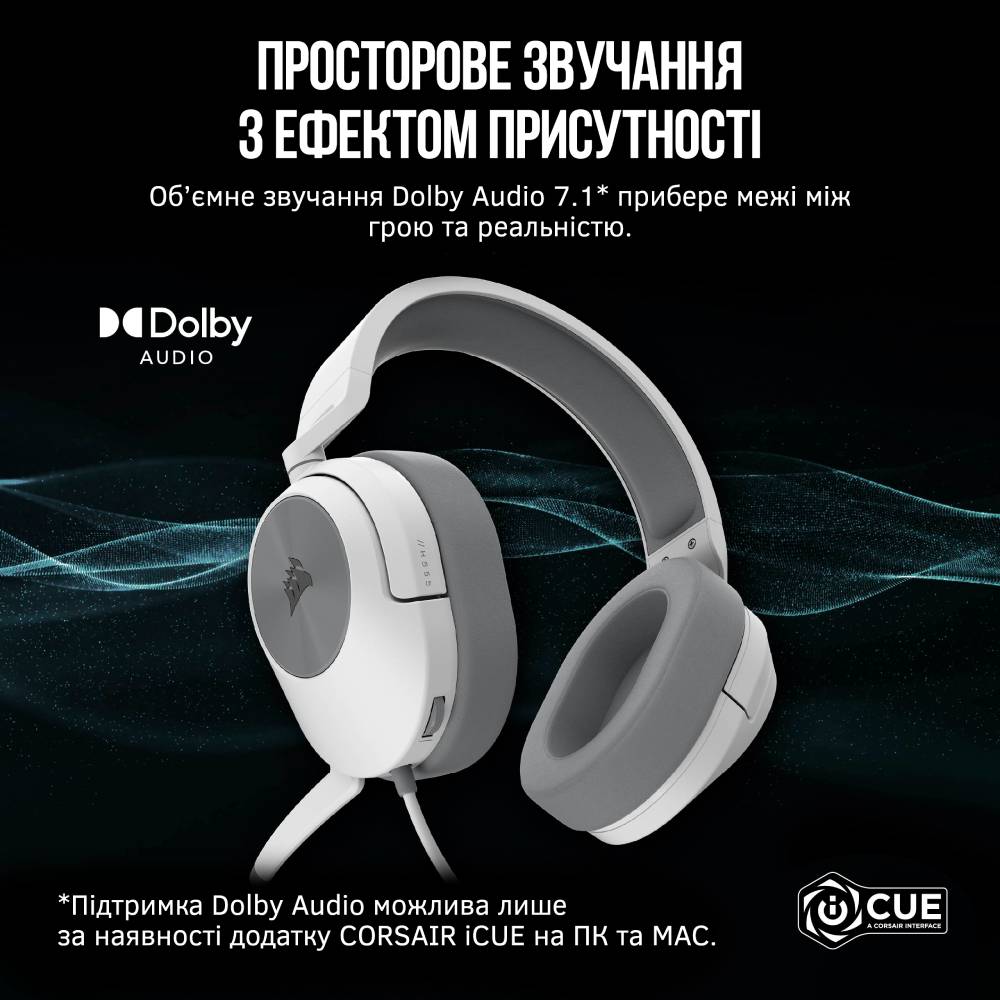 Фото Гарнитура Corsair HS55 Surround Headset White (CA-9011266-EU)