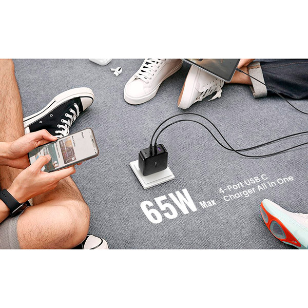 Сетевое зарядное устройство UGREEN CD224 65W PD GaN Charger Black (UGR-707740 Кабель отсутствует