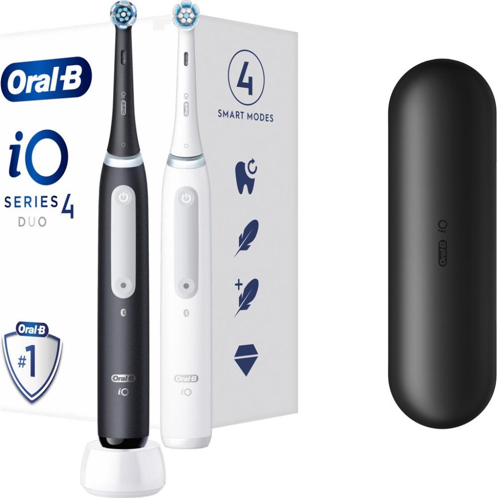 Електрична зубна щітка BRAUN Oral-B iO Series 4 DUO Black+White 2 шт (4210201420606) Дизайн для дорослих