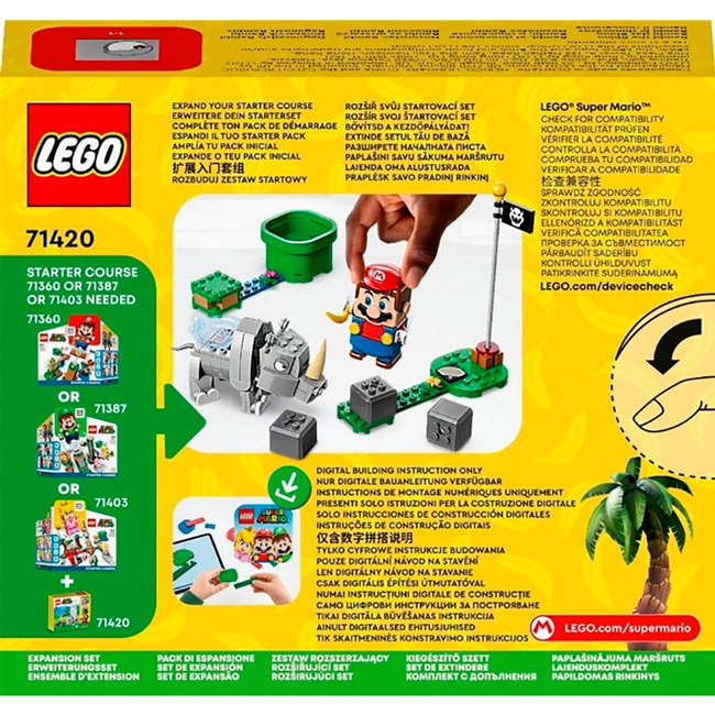 Конструктор LEGO Super Mario Носорог Рамби. Дополнительный набор 106 деталей (71420) Крепление блок