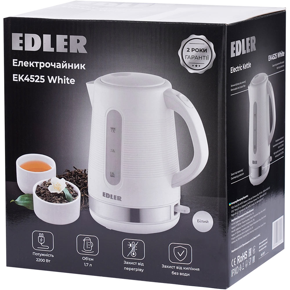 Зображення Електрочайник EDLER EK4525 White