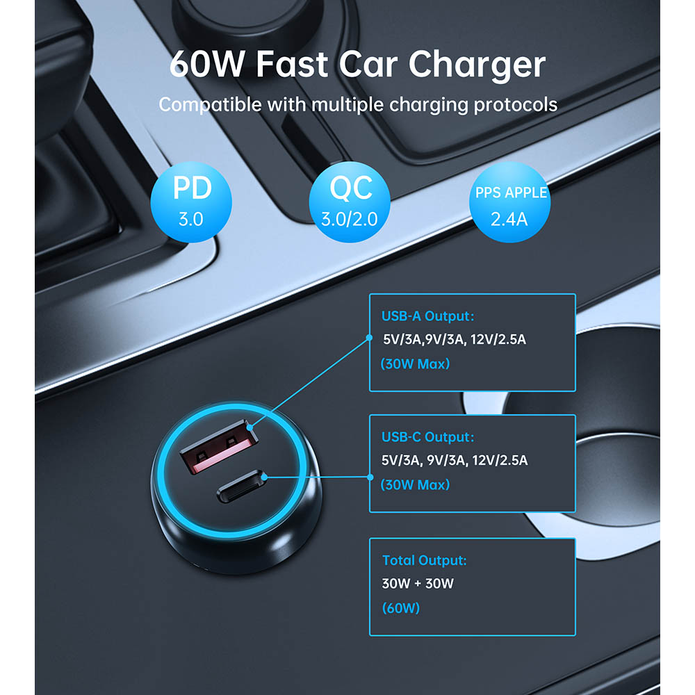 Покупка Автомобильное зарядное устройство CHOETECH TC0014-BK