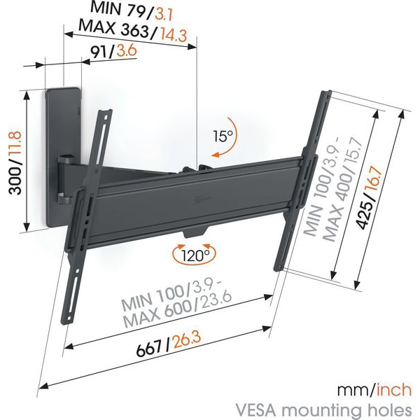 Зображення Кронштейн Vogels TVM 1623 Black (1816230)