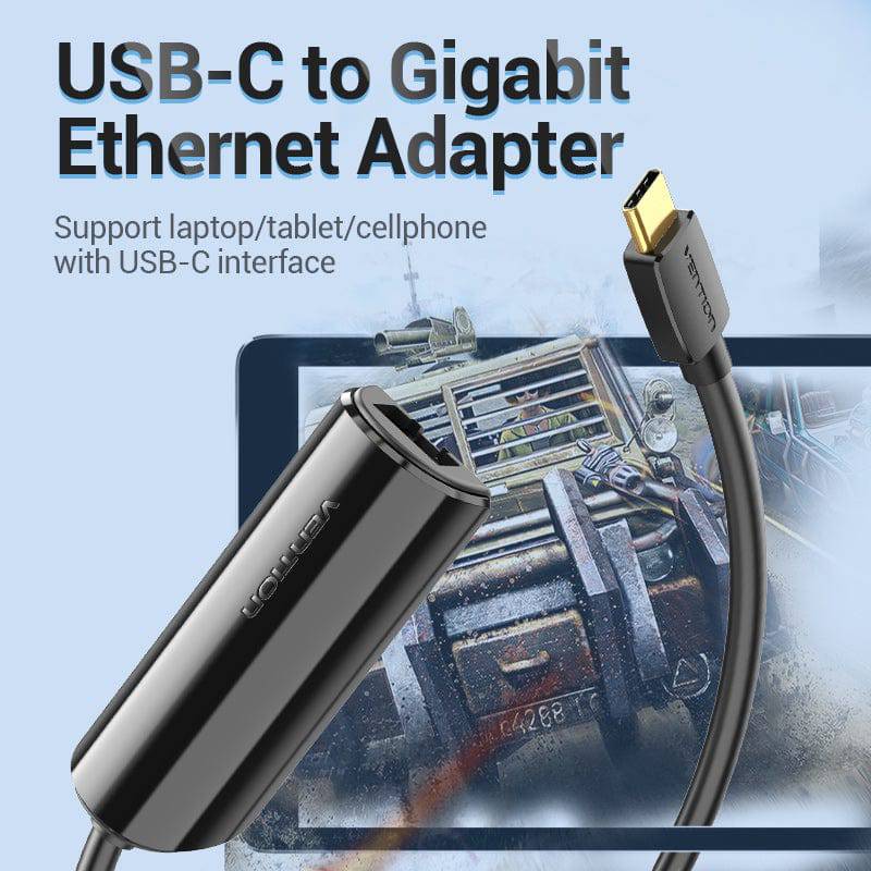 Внешний вид Сетевой адаптер VENTION USB3.1 Type-C - RJ45 Gigabit (CFBBB)