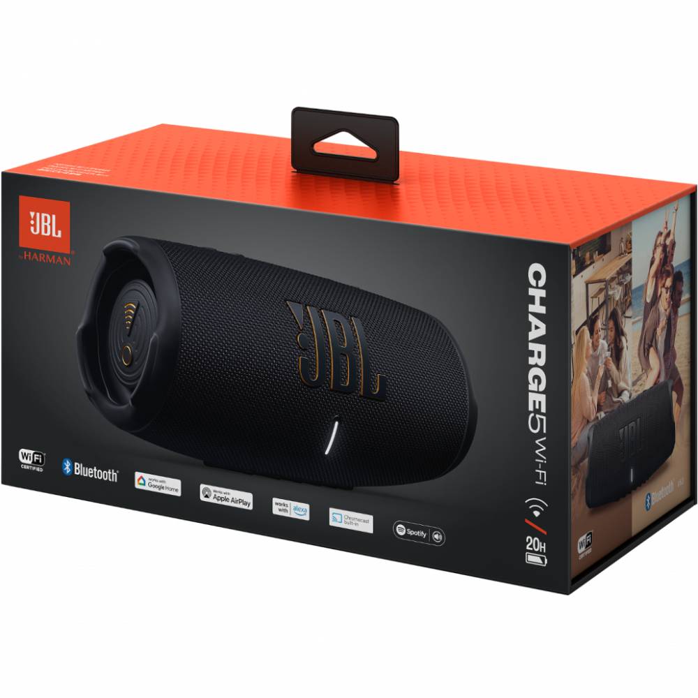 Фото Портативная акустика JBL Charge 5 Wi-Fi Black (JBLCHARGE5WIFIBLK)