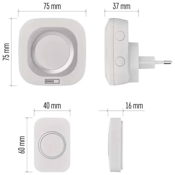 У Фокстрот Дверний дзвінок EMOS бездротовий P5733W White